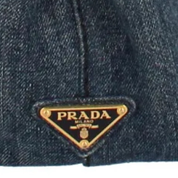 Authentic PRADA Canapa Canvas Denim Finish 2Way Shoulder Hand Bag Canvas - Picture 5 of 9